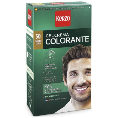 Kerzo Tinte Para Hombre Gel Crema 50 Castaño Claro 100G