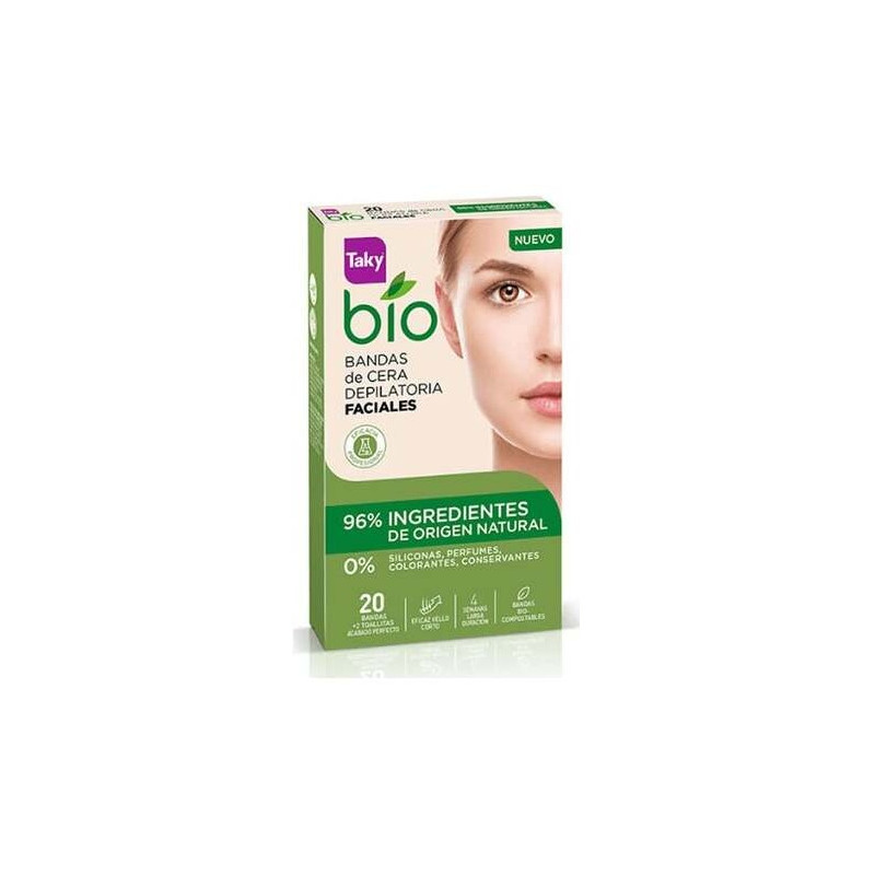 Taky Bio Natural 0% Bandas De Cera Faciales Depilatorias 20Uds