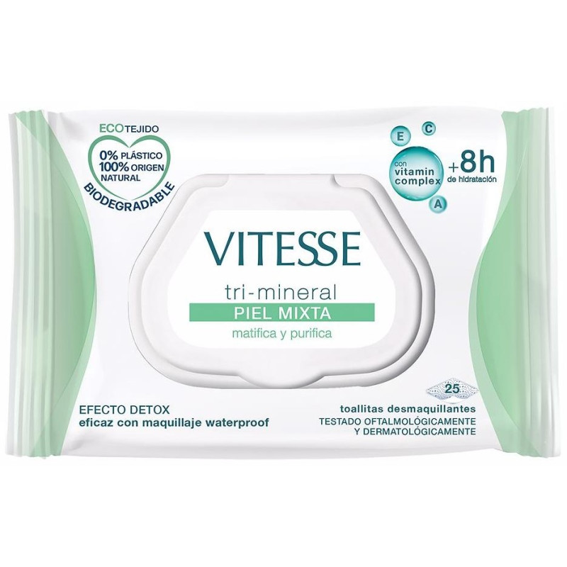 Vitesse Tri-Mineral Toallitas Desmaquillantes Piel Mixta 25Uds Vitesse Tri-Mineral Toallitas Desmaquillantes Piel Mixta 25Uds