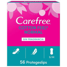 Carefree Cotton Feel Normal Sin Fragancia Talla S/M 56Uds