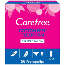 Carefree Algodón Normales - Protegeslips Transpirable Sin Perfume, Flexible Y Ultrafino 56 U