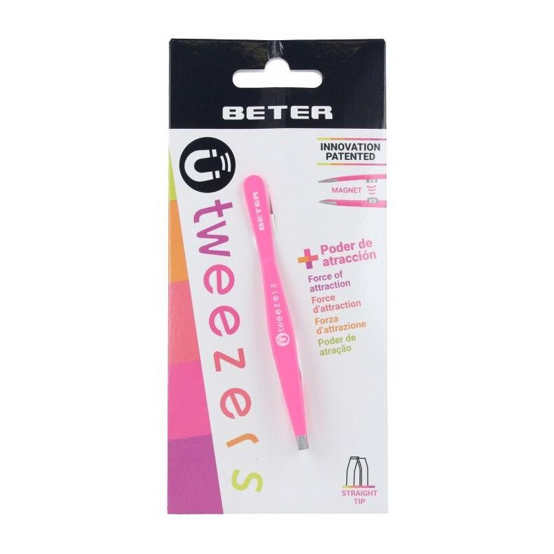 Beter Pinza Depilar Magnética Punta Recta Fucsia 1Ud