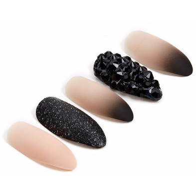 Ardell Nail Addict Premium Uñas Black Stud Y Pink Ombre 24Uds