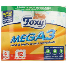 Mega3 Papel Higiénico Triple Duración 4 Rollos