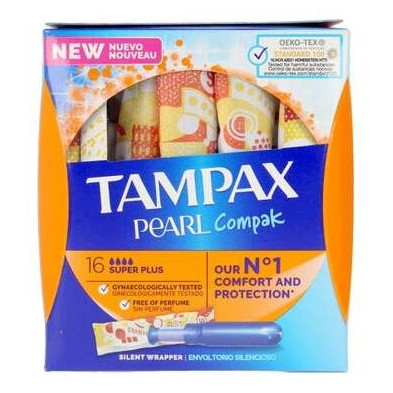 Tampax Pearl Compak Tampones Super Plus 16Uds Tampax Pearl Compak Tampones Super Plus 16Uds
