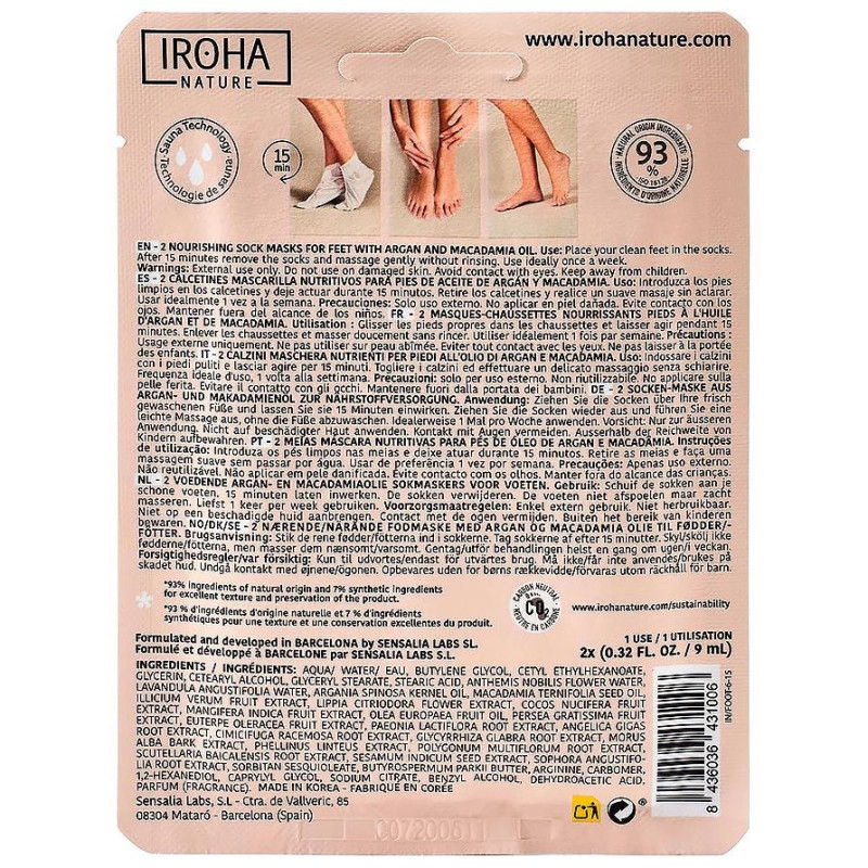Iroha Nature Calcetines Con Aceite De Argán Y Macadamia 20Ml Iroha Nature Calcetines Con Aceite De Argán Y Macadamia 20Ml
