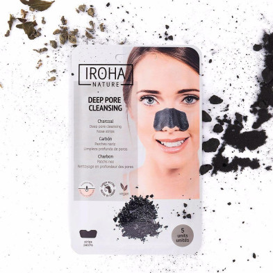 Iroha Nature Tiras Nariz Puntos Negros Carbón 5Uds