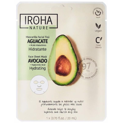 Iroha Nature Mascarilla Facial Tisú Hidratante Aguacate 20Ml