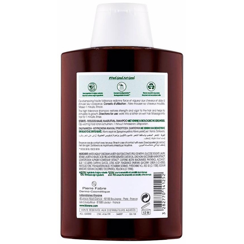 A La Quinina Y Edelweiss Bio Champú Anticaída 200 Ml A La Quinina Y Edelweiss Bio Champú Anticaída 200 Ml
