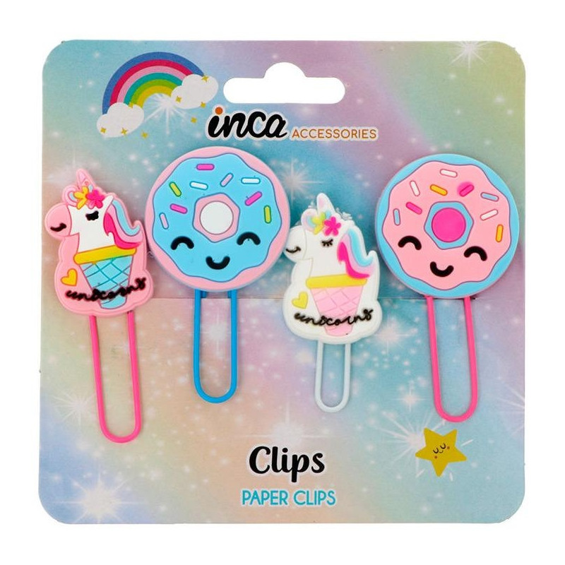 Clips Unicornos Y Donuts 6 X 2,5 Cm 4 U