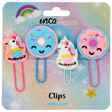 Clips Unicornos Y Donuts 6 X 2,5 Cm 4 U