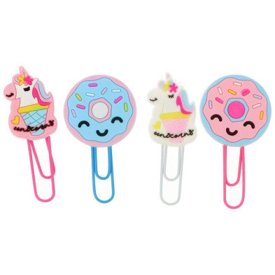 Clips Unicornos Y Donuts 6 X 2,5 Cm 4 U