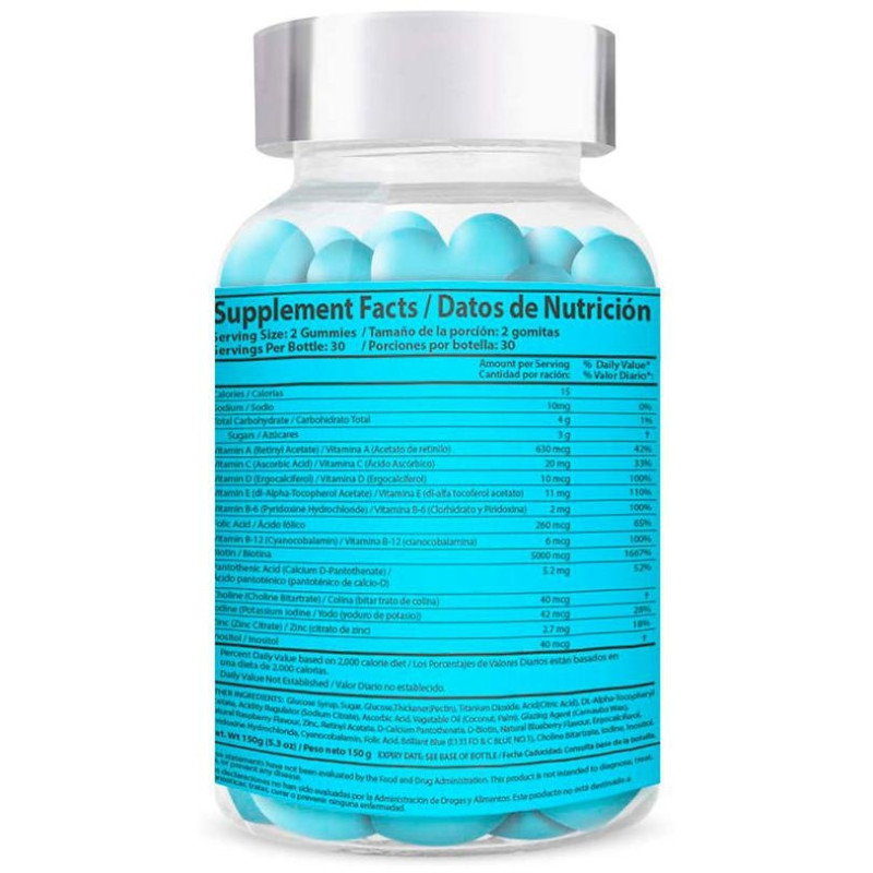 Hair Vitamins Food Supplement Vegetarian Chewable Gummies 60 U