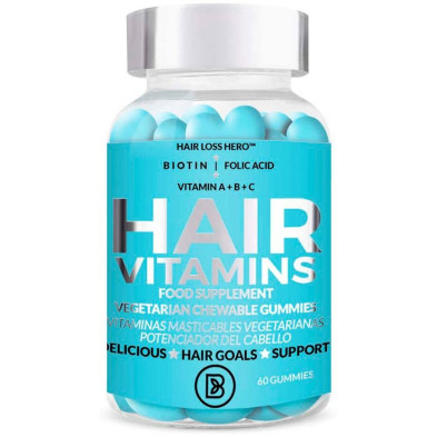 Hair Vitamins Food Supplement Vegetarian Chewable Gummies 60 U