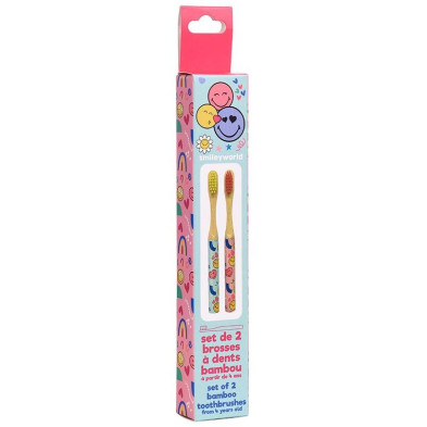 Smiley Word Cepillo De Dientes Bambú Lote 2 Pz