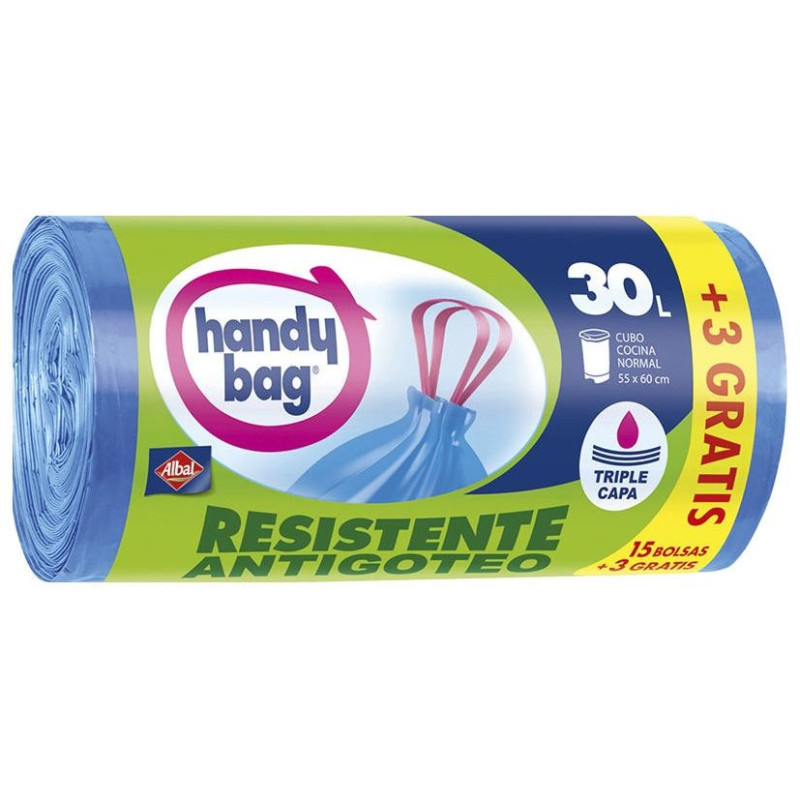 Handy Bag Antibacterias Bolsa Basura 30 Litros 18 U