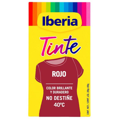 Iberia Tinte Ropa No Destiñe 40º Rojo 70 Gr
