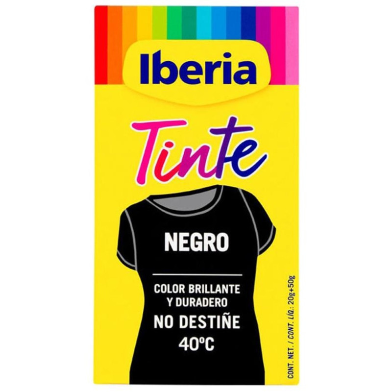 Iberia Tinte Ropa No Destiñe 40º Negro 70 Gr Iberia Tinte Ropa No Destiñe 40º Negro 70 Gr