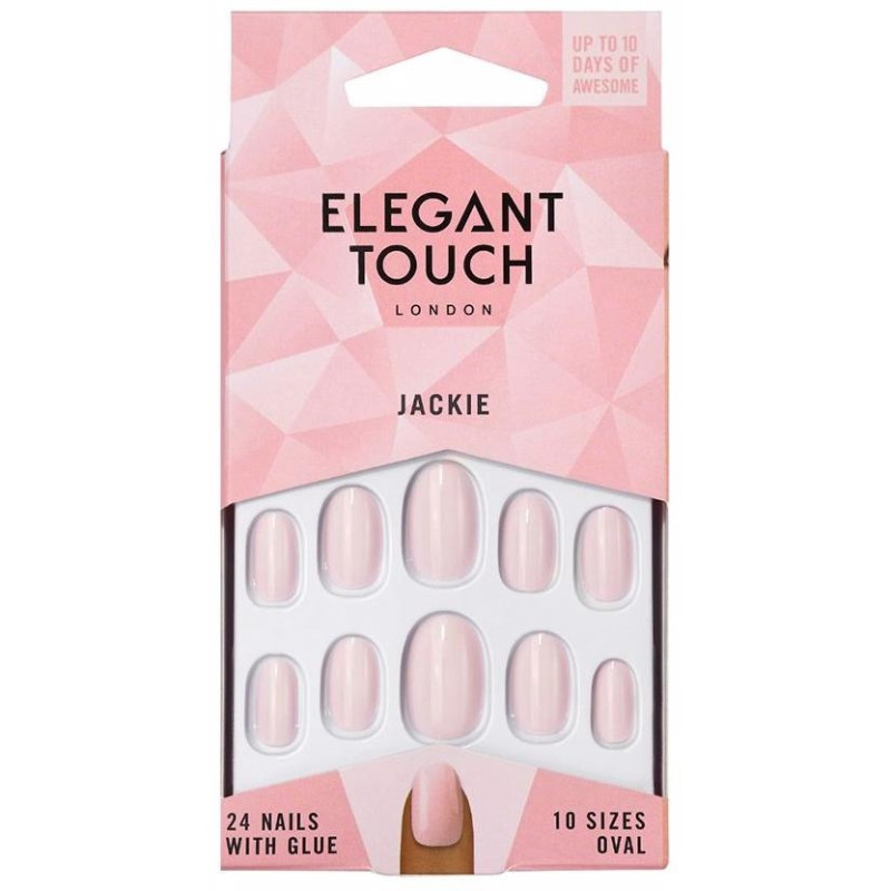 Elegant Touch Polished Colour Nails With Glue Oval Jackie 24Uds