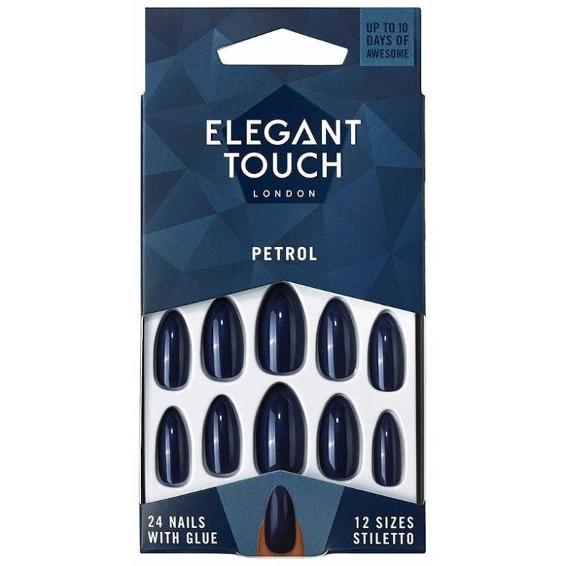 Polished Colour Nails With Glue Stiletto Petrol 24 U