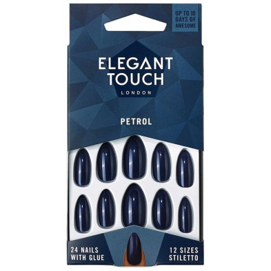 Polished Colour Nails With Glue Stiletto Petrol 24 U