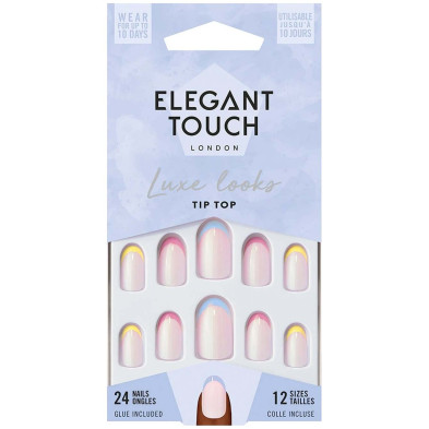 Elegant Touch Luxe Looks Nails With Glue Oval Tip Top 24Uds