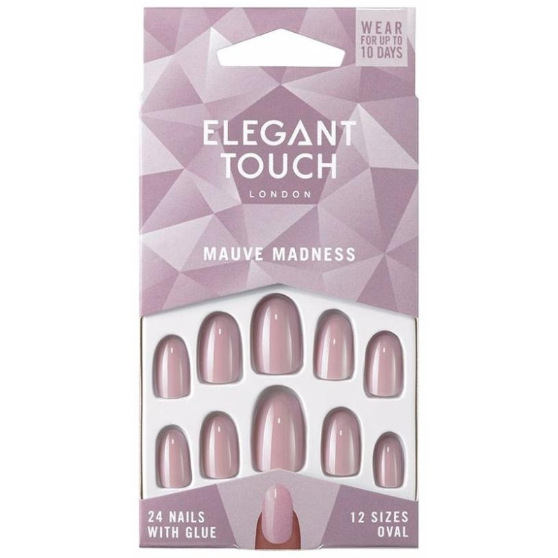 Elegant Touch Polished Colour Nails Glue Oval Mave Madness 24Uds