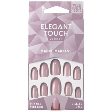 Elegant Touch Polished Colour Nails Glue Oval Mave Madness 24Uds