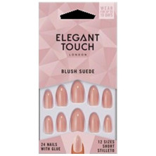 Core Colour Nails With Glue Short Stiletto Blush Suede 24 U
