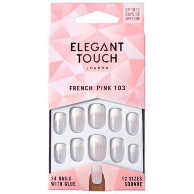 Elegant Touch Natural French Kit Uñas Adhesivas 103 Medium Pink