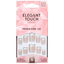 Elegant Touch French Pink Nails With Glue Square 126 S 24Uds