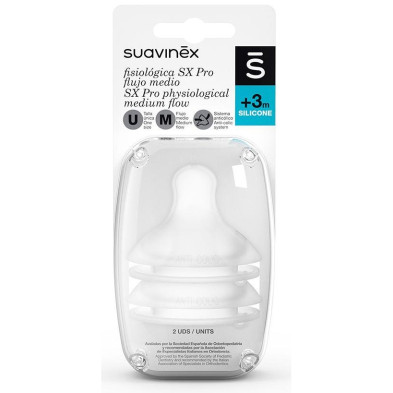 Suavinex Tetina Fisio Sx Pro Silicona M +3M 2Uds