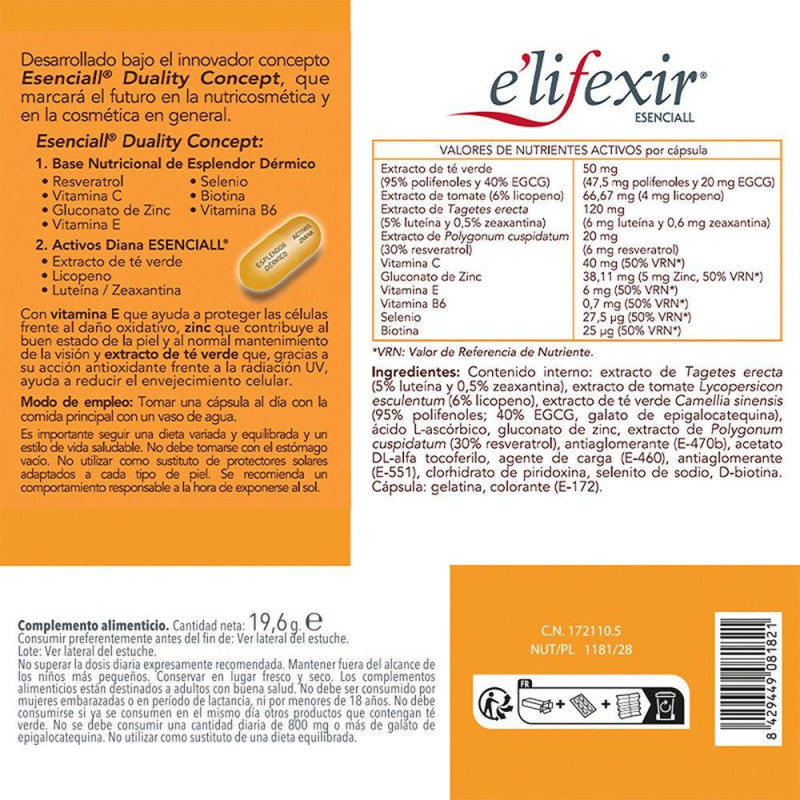 E'Lifexir® Esencial Piel Canela 40Cáps E'Lifexir® Esencial Piel Canela 40Cáps