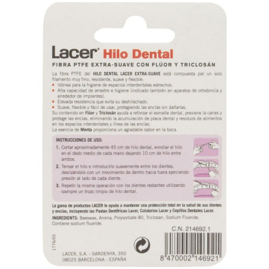 Lacer Hilo Dental Extra Suave Con Flúor Y Triclosán 50M 1Ud