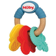 Nuby Mordedor Madera Silicona Llaves 3M+ 1Ud