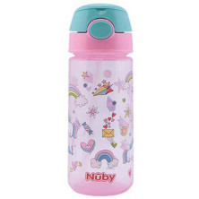 Nûby Taza Botón Push Y Pajita Blanda +3 Años Rosa 540Ml