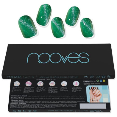 Láminas De Uñas De Gel Jade Glass Premium Glam Cat Eye Verde 20 U