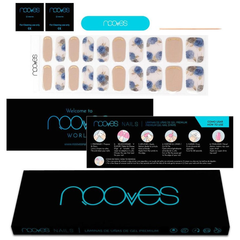 Láminas De Uñas De Gel Elegant Floral Premium Luxe Metallic 20 U