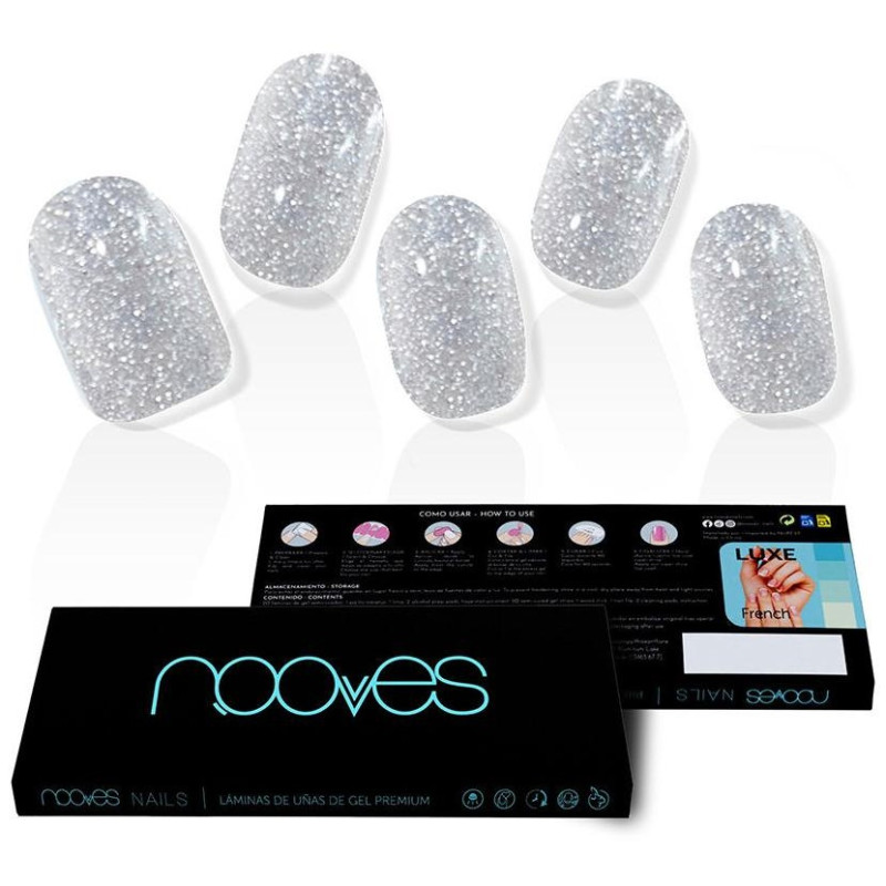 Láminas De Uñas De Gel Dazzling Diva Premium Glam Glitter Gris 20 U