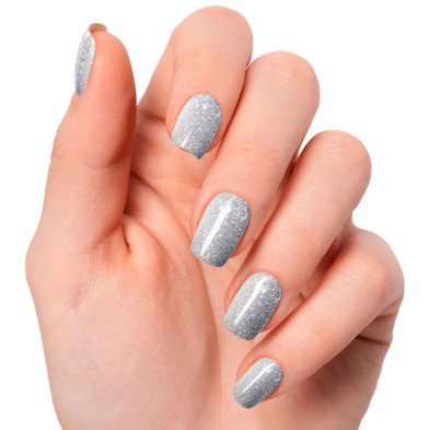 Láminas De Uñas De Gel Dazzling Diva Premium Glam Glitter Gris 20 U