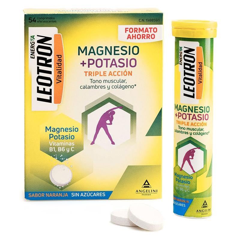 Energía Magnesio + Potasio Triple Acción Comprimidos Efervescentes Naranja 54 U