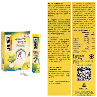 Energía Magnesio + Potasio Triple Acción Comprimidos Efervescentes Naranja 54 U
