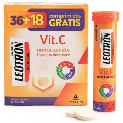Vitamina C Triple Acción Comprimidos Efervescentes 36 + 18 De Regalo Naranja 54 U