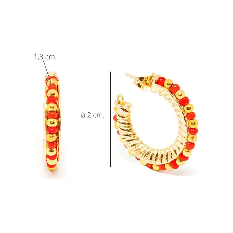 Etiopia Rojo 2Cm Pendientes Oro Brillo 1 U