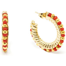 Etiopia Rojo 3Cm Pendientes Oro Brillo 1 U