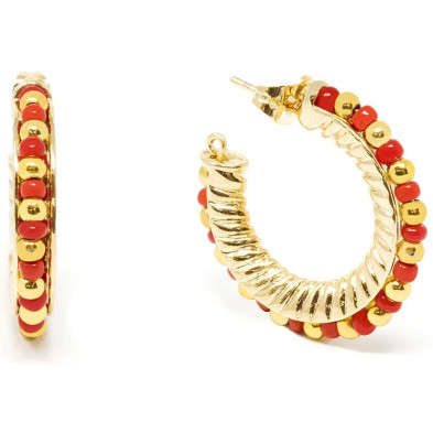 Etiopia Rojo 3Cm Pendientes Oro Brillo 1 U