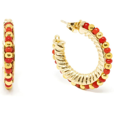 Etiopia Rojo 2Cm Pendientes Oro Brillo 1 U