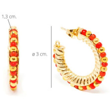 Etiopia Rojo 3Cm Pendientes Oro Brillo 1 U