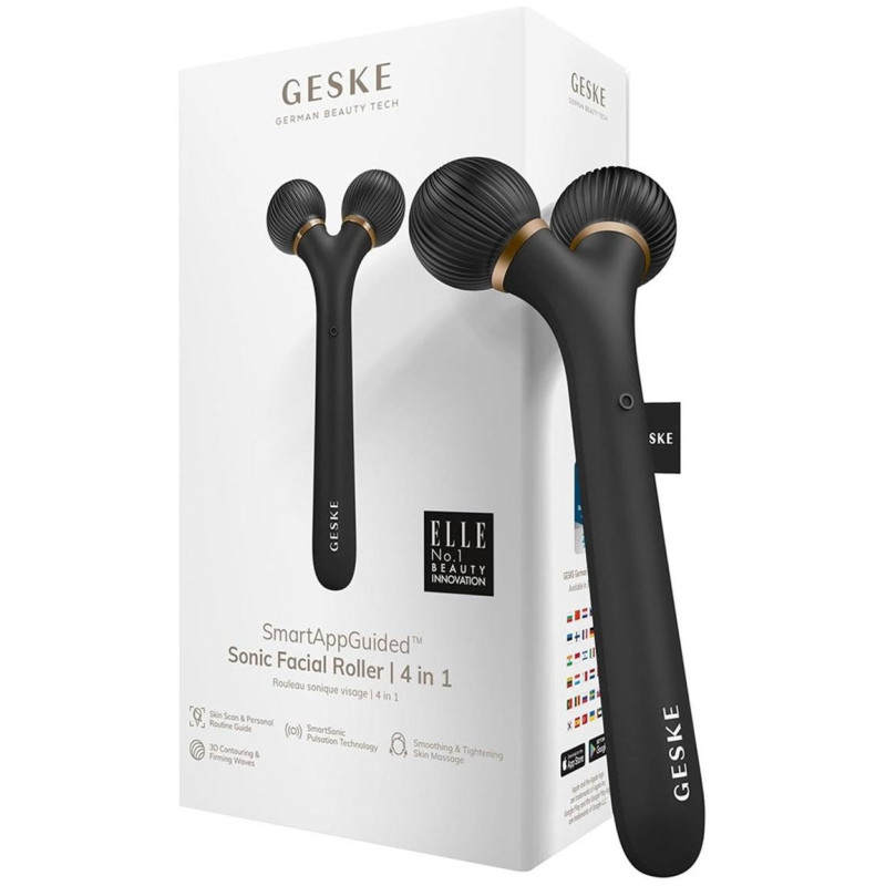 Geske Smartappguided Sonic Facial Roller 4 In 1 Black Gold 1Ud