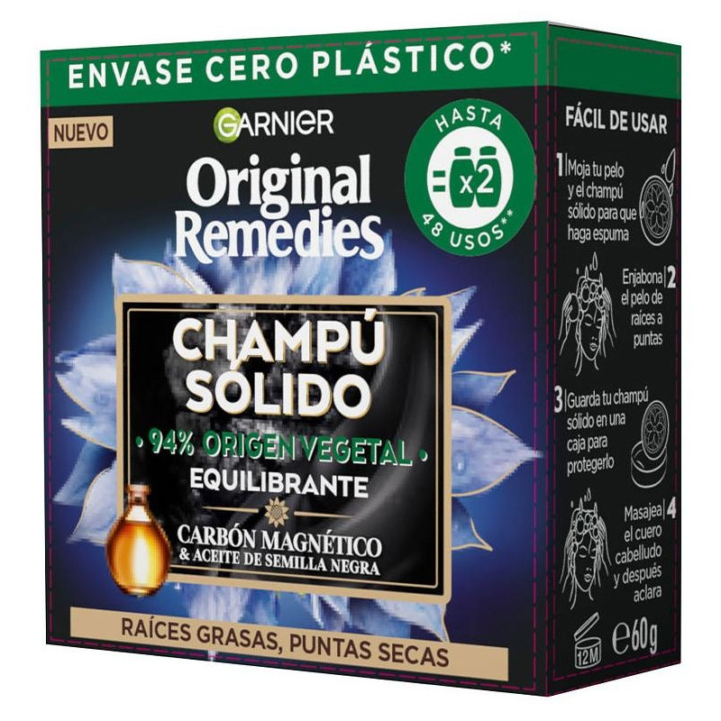 Original Remedies Champú Sólido Equilibrante Carbón Magnético 60 Gr